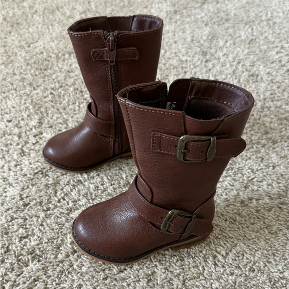Cat & Jack Brown Boots Toddler Leather Boots Toddler Winter Boots size 5 - Picture 1 of 11